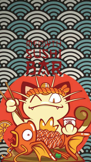 Meowth Ready To Eat Magikarp Wallpaper