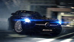 Mercedes Amg Blue Headlights Wallpaper