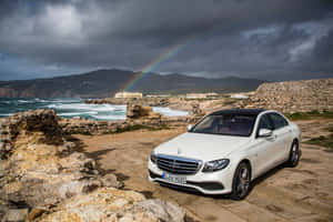 Mercedes Benz Clase E And A Rainbow Wallpaper