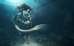 Mermaid And Diver Unique Hd Wallpaper