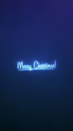 Merry Christmas On Neon Blue Iphone Wallpaper