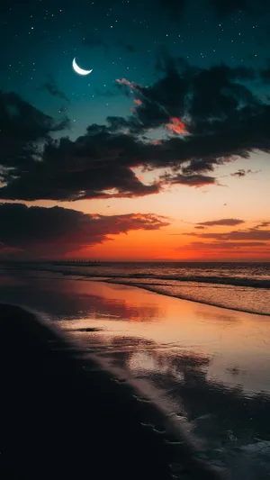 Mesmerizing Night View At The Beach Wallpaper