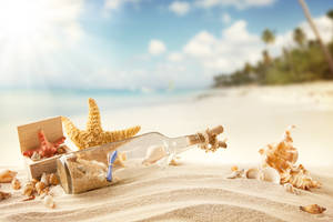 Message In A Bottle Beach Theme Wallpaper