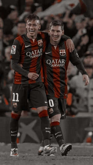 Messi And Neymar-titans Of The Soccer Field Wallpaper