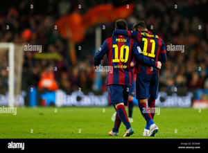Messi And Neymar: Two Soccer Superstars Wallpaper