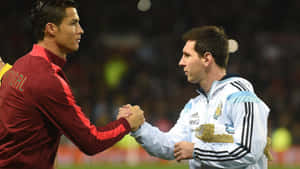 Messiand Ronaldo Handshake4 K Wallpaper