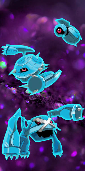 Metagross Evolution Line Violet Background Wallpaper