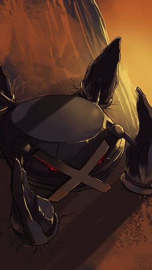 Metagross Sliding Down A Cliff In A Dynamic Action Scene Wallpaper