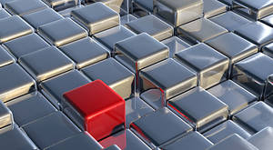 Metal Silver Red Cubes Wallpaper