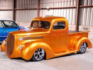 Metallic Orange Old Ford Truck Wallpaper