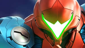 Metroid Dread Samus Aran Glowing Helmet Wallpaper