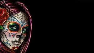 Mexican Girl In Skull Mask Wallpaper