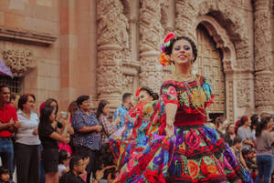 Mexican Man With Girl In Colorful Dress Wallpaper