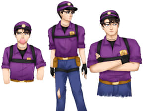 Michael Afton Three Poses Fanart Wallpaper