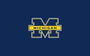Michigan Wolverines Logo On A Blue Background Wallpaper