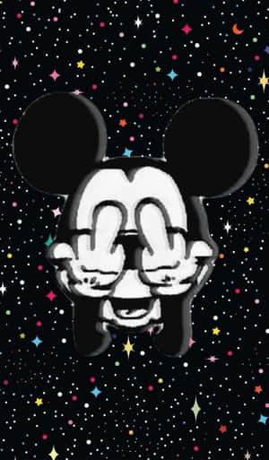 Mickey Mouse In Space With Stars Around Him Wallpaper