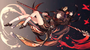 Mid-air Hu Tao Pfp Wallpaper