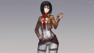Mikasa Ackerman Holding Bread Wallpaper