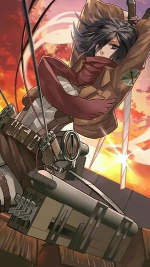 Mikasa Ackerman Season4 Action Pose Wallpaper