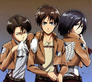 Mikasa With Eren And Levi Wallpaper