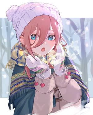 Miku Nakano Enjoying A Winter Walk Wallpaper