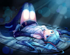 Miku Showing Thigh High Boots Wallpaper