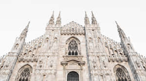 Milan Cathedral Against White Beautiful Sky Wallpaper