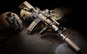 Military Gearand Rifleon Ground.jpg Wallpaper