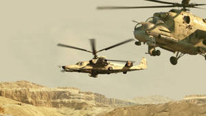 Military Helicopter Ka-50s Desert Flight Wallpaper