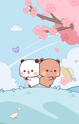 Milk And Mocha Bears Pink Tree Wallpaper