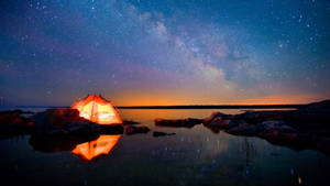 Milky Way Galaxy Camping Wallpaper