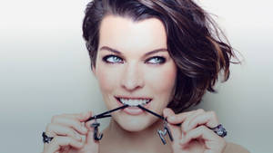 Milla Jovovich Chic Photoshoot Edit Wallpaper