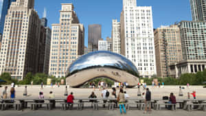 Millennium Park With The Cloud Gate Wallpaper