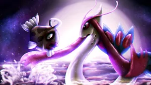 Milotic Swimming Feebas Night Wallpaper