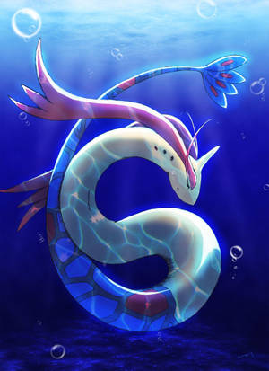 Milotic Swimming Underwater Bubbles Wallpaper