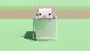 Minecraft Axolotl In Can Wallpaper