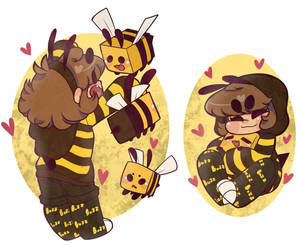 Minecraft Bee And Human Bee Wallpaper