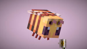 Minecraft Bee With White Flower Wallpaper