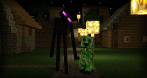 Minecraft Creeper And Enderman Wallpaper