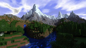 Minecraft Landscape Of White Mountains Wallpaper