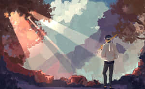 Minecraft Player Sapnap Forest Digital Painting Wallpaper