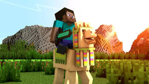 Minecraft Steve Llama Wallpaper