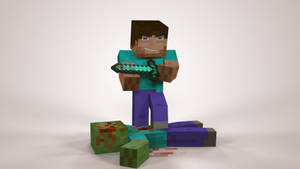 Minecraft Steve Zombie Killer Wallpaper