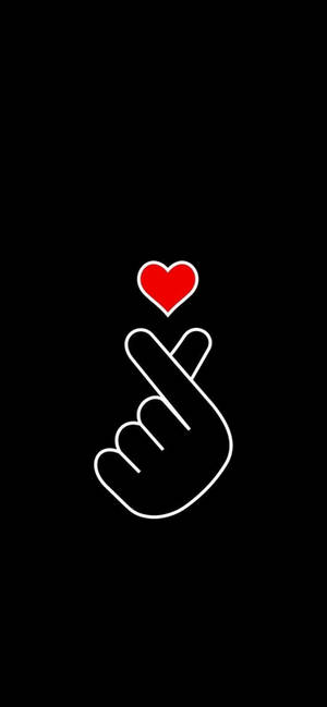 Minimal Korean Finger Heart Wallpaper