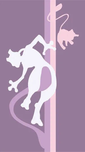 Minimal Mew And Mewtwo Wallpaper
