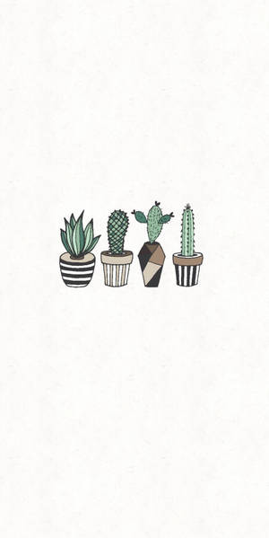 Minimal Pastel Cactus Mobile Wallpaper