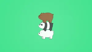 Minimal We Bare Bears In Green Wallpaper