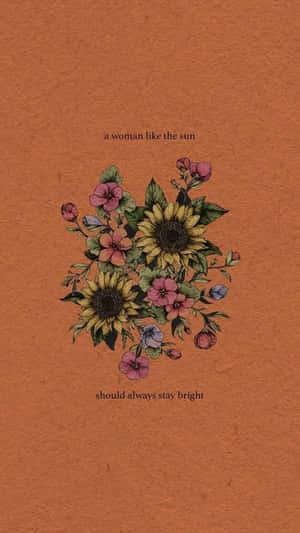 Minimalist Aesthetic Sunflower Quotes Painting Wallpaper