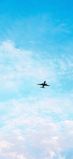 Minimalist Airplane Light Blue Aesthetic Iphone Wallpaper