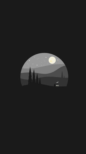 Minimalist Art Silent Night Dark Mode Wallpaper